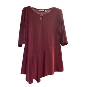 DANA BUCHMAN Women’s Top Size Medium Wine Short Sleeves